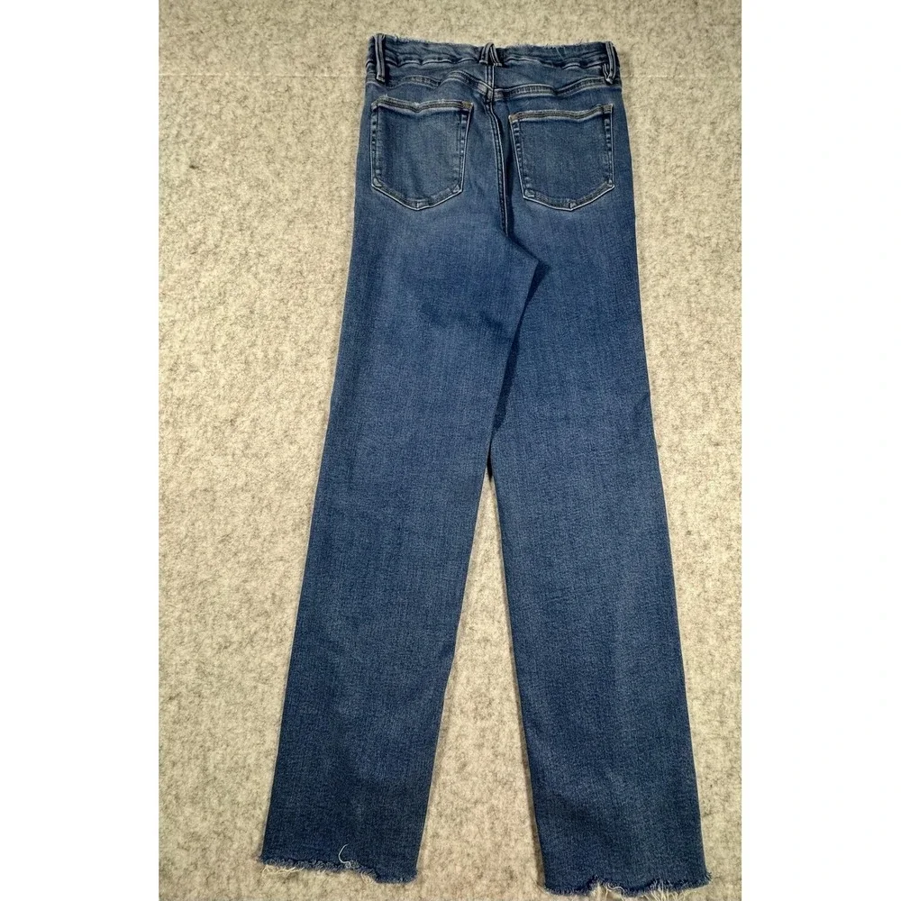 Good American Good Boy Jeans Womens 8/29 Blue Med Wash Stretch Raw Hem